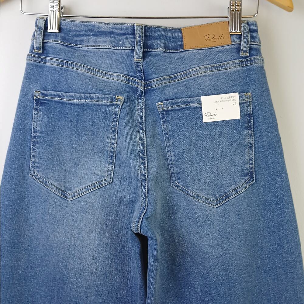 Rails Denim SZ 25 The Getty High Rise Wide Leg Denim Jeans East Coast Wash NWT - Picture 5 of 6